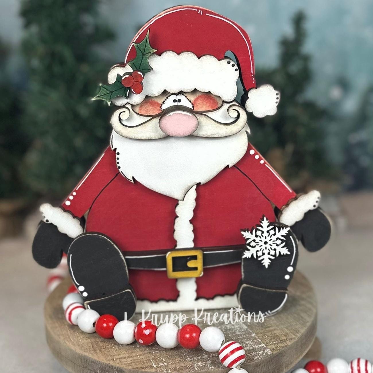 Hand Painted Santa Shelf Sitter, Chunky Wooden Christmas Decor, Santa Claus Figurine
