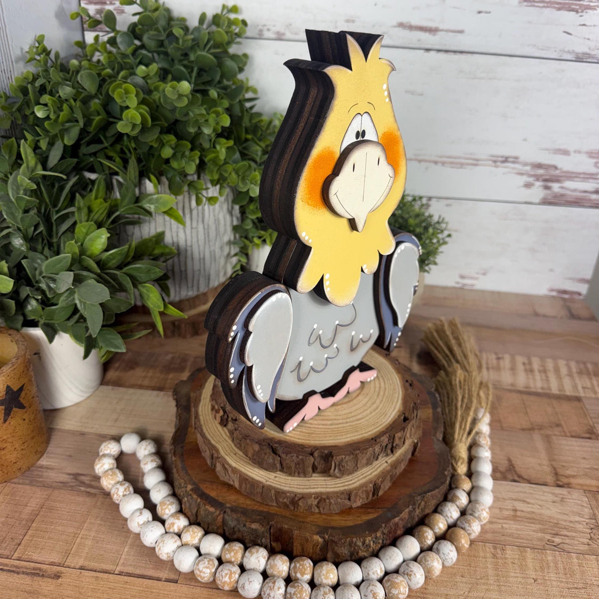 Hand Painted Cockatiel Shelf Sitter, Personalized Cockatiel Gift, Bird Decor