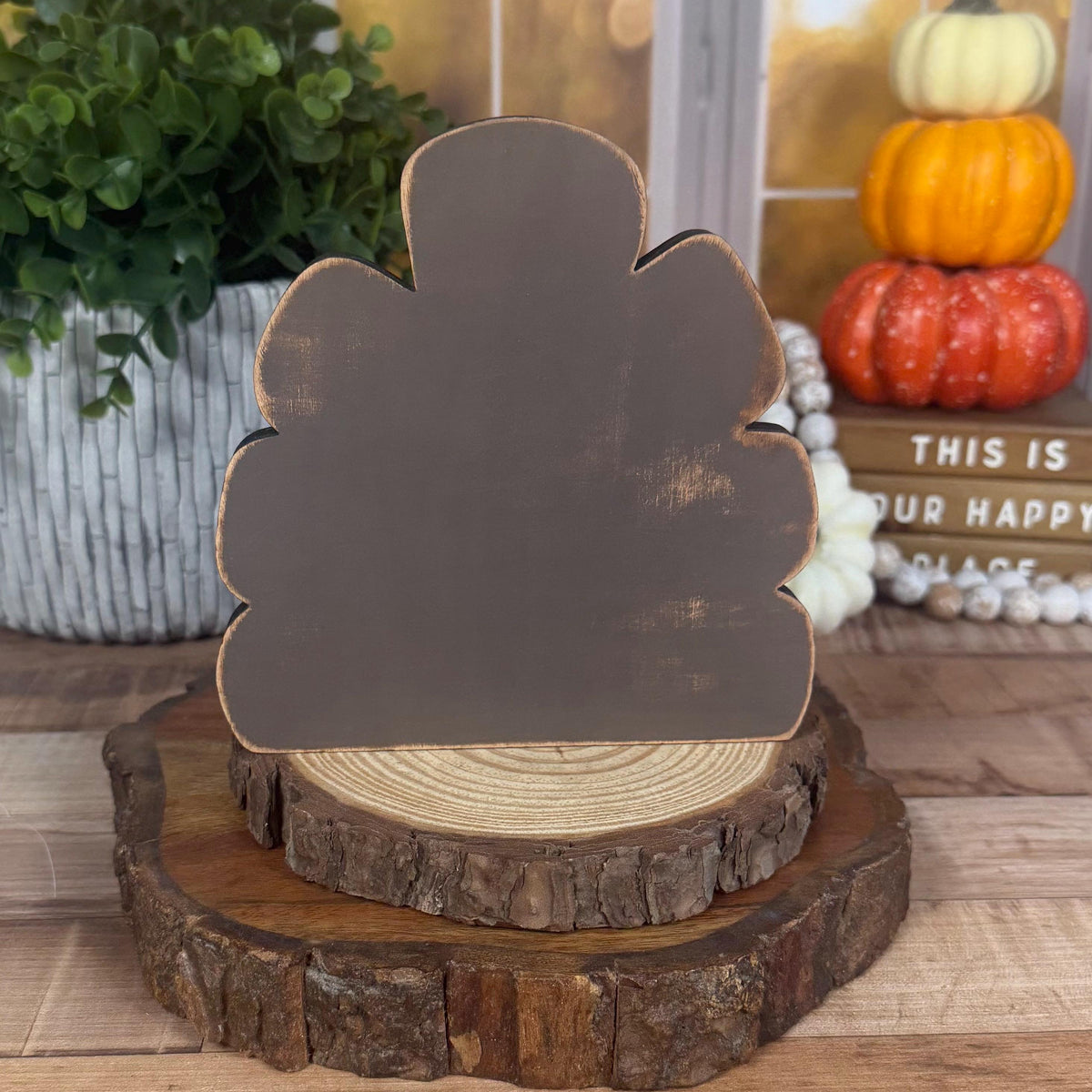 Chunky Rustic Wooden Turkey: Thanksgiving Shelf Sitter