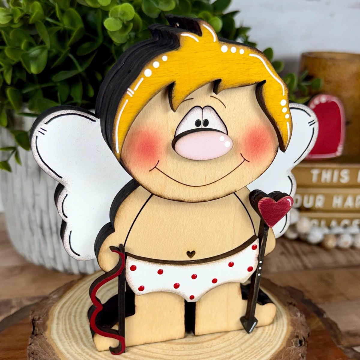 Wooden Cupid Shelf Sitter – Whimsical Valentine’s Day Decor