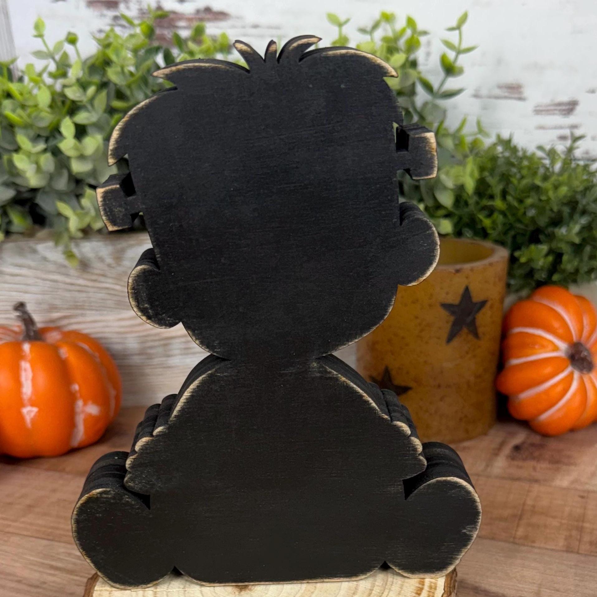 Hand Painted Frankenstein Shelf Sitter, Cute Halloween Monster Decor