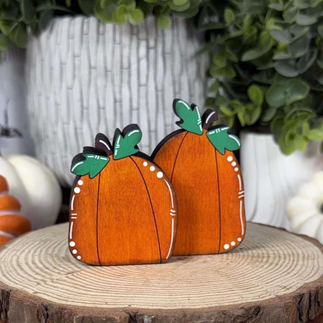 Hand Painted Mini Wood Pumpkin, Rustic Fall Shelf Decor