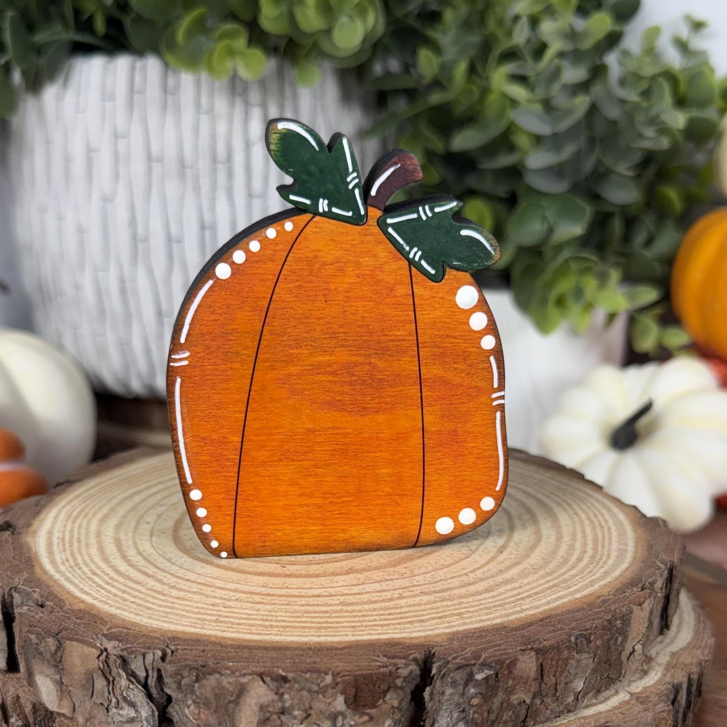 Hand Painted Mini Wood Pumpkin, Rustic Fall Shelf Decor
