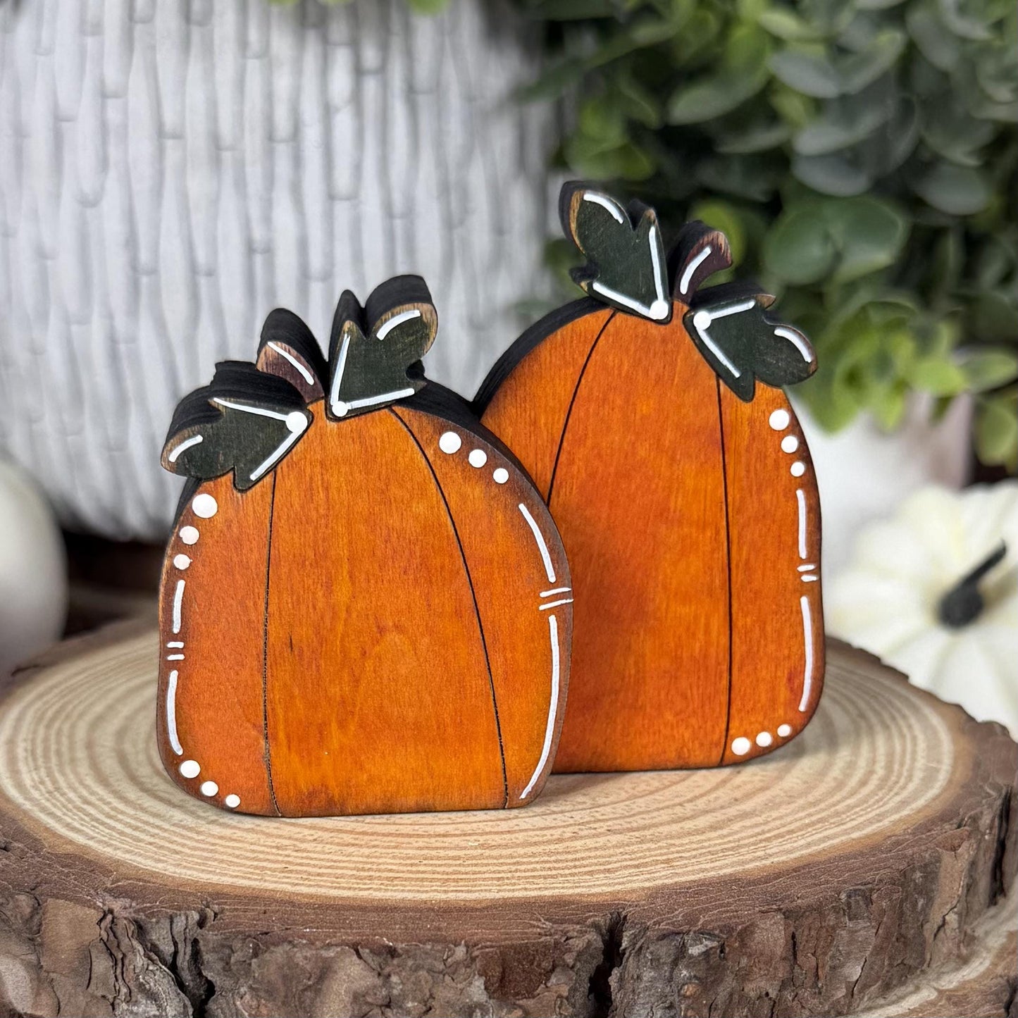Hand Painted Mini Wood Pumpkin, Rustic Fall Shelf Decor