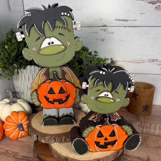 Hand Painted Wooden Halloween Monster Shelf Sitter, Not-So-Spooky Decor