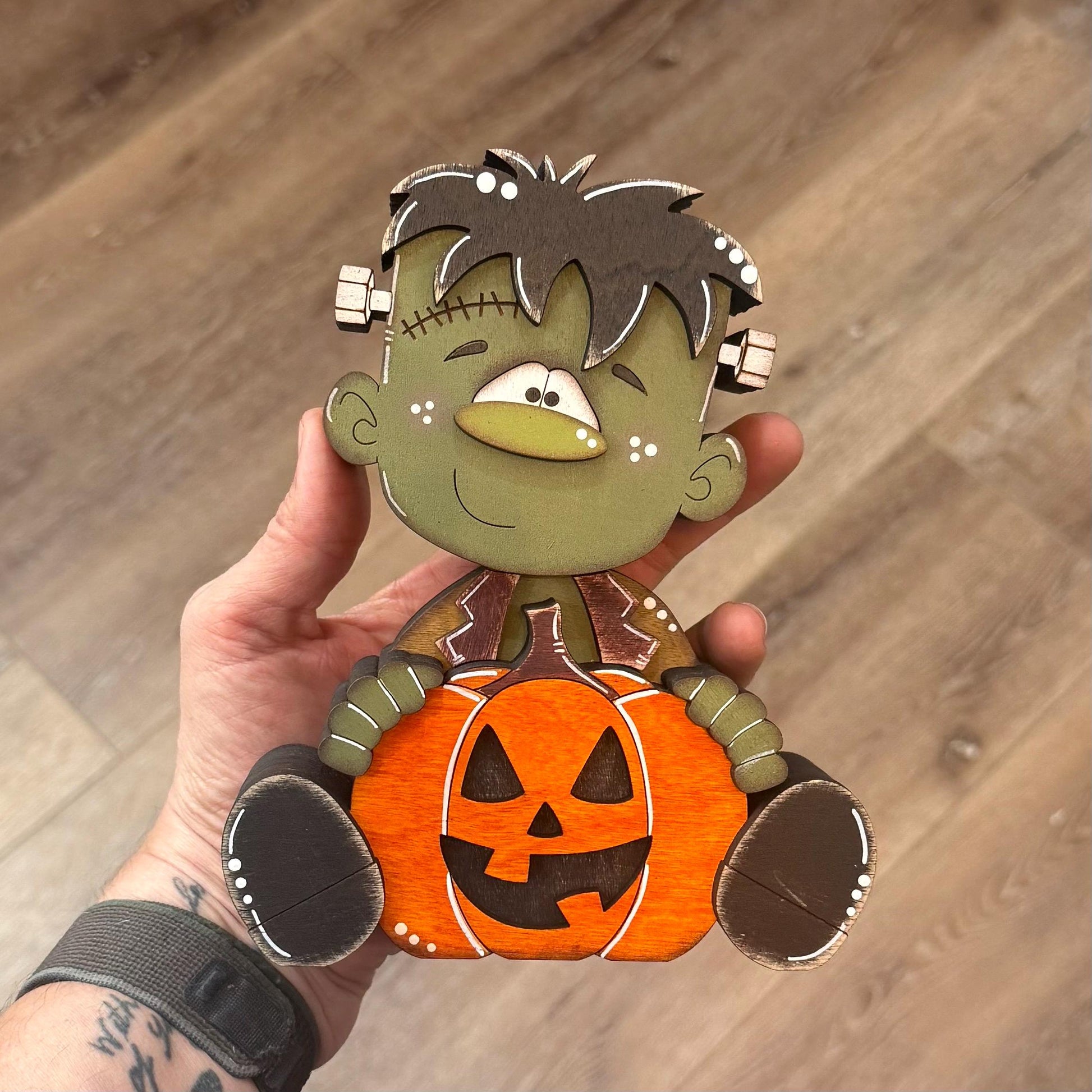 Hand Painted Wooden Halloween Monster Shelf Sitter, Not-So-Spooky Decor