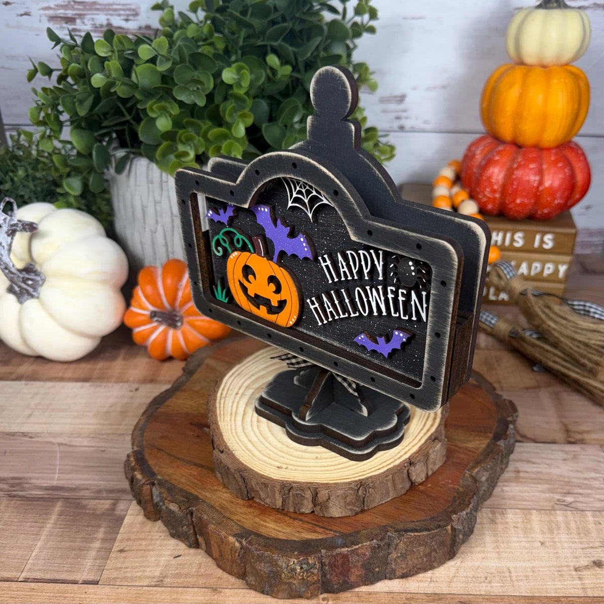 Happy Halloween Interchangeable Wooden Mini Sign