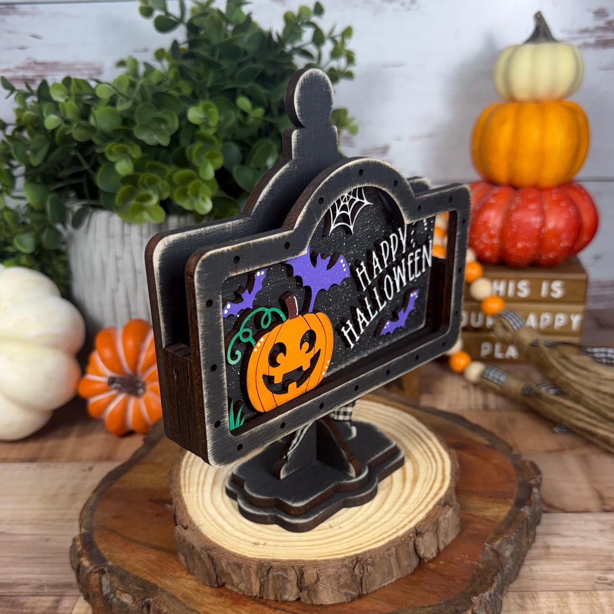 Happy Halloween Interchangeable Wooden Mini Sign