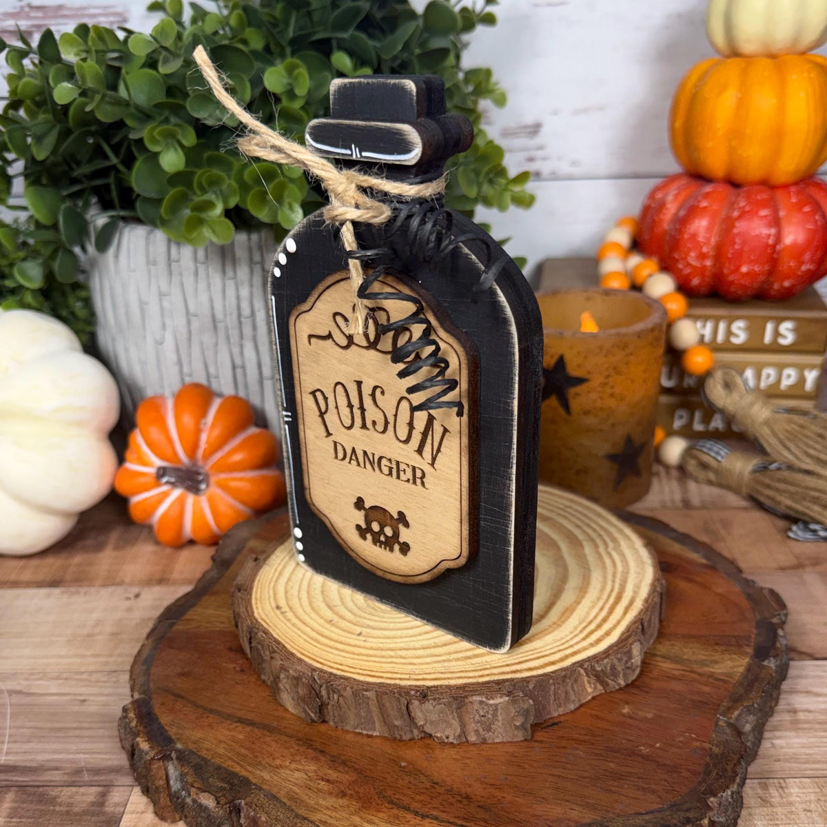Poison Bottle Decor, Witch Curse Halloween Apothecary Set, Raven's Omen