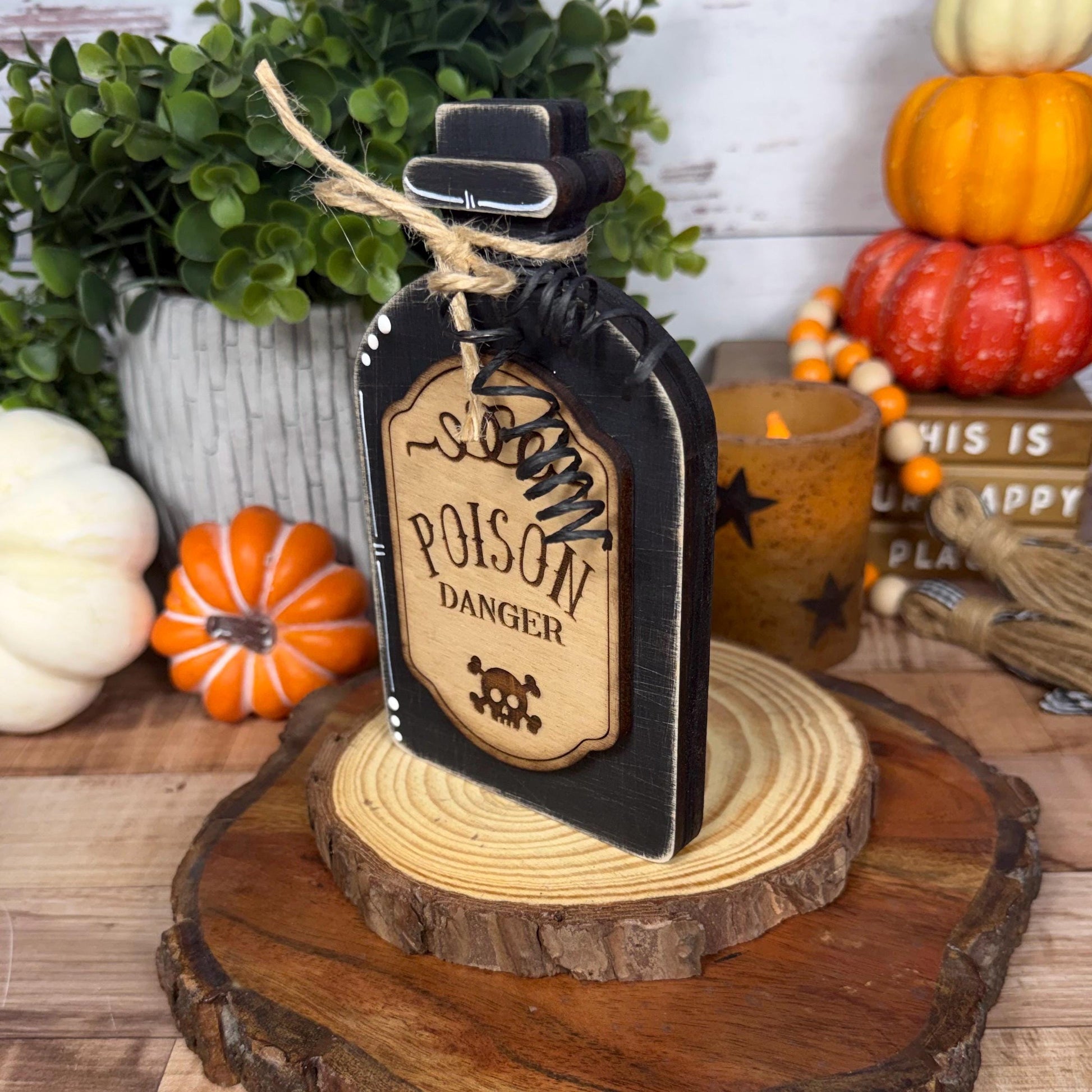Poison Bottle Decor, Witch Curse Halloween Apothecary Set, Raven's Omen
