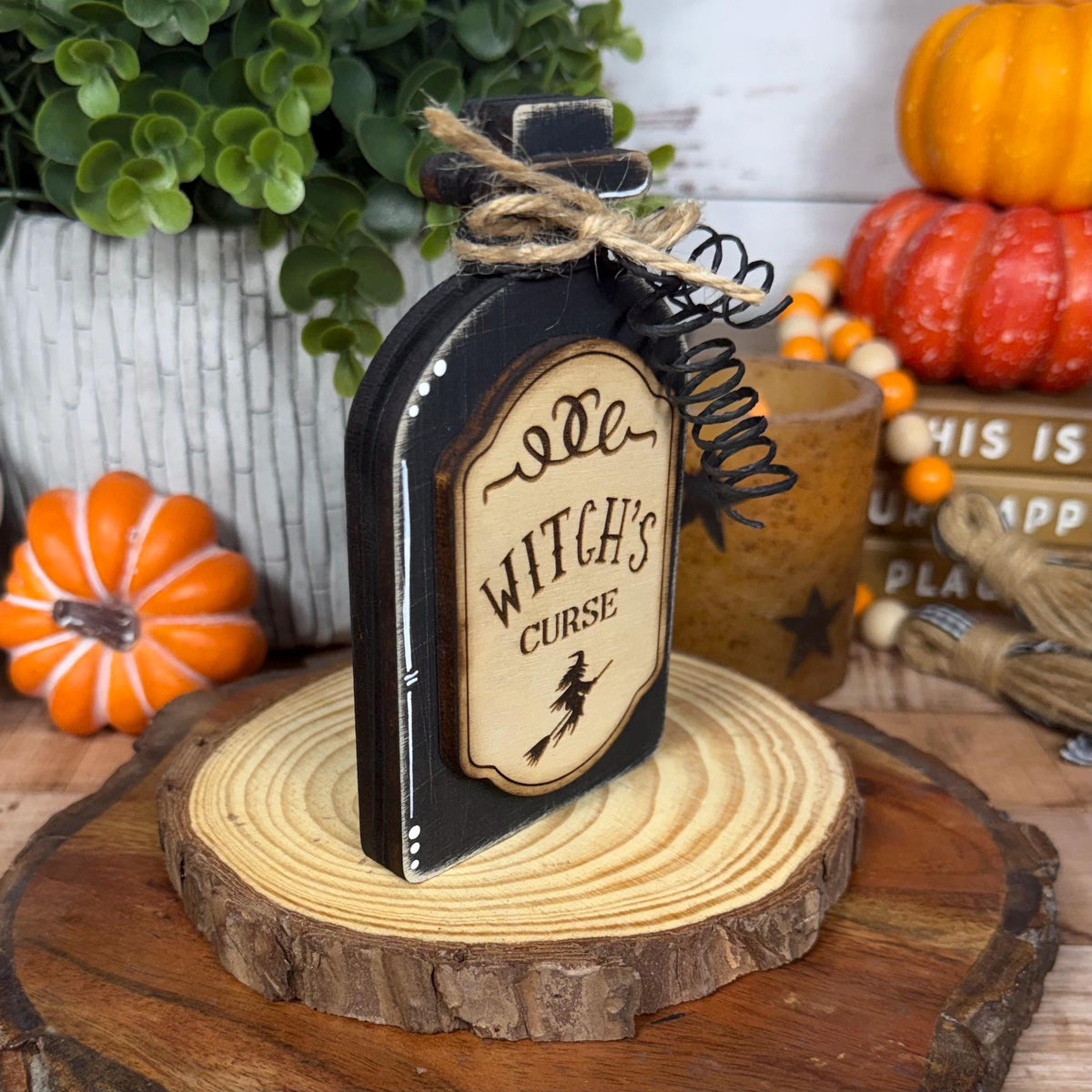 Poison Bottle Decor, Witch Curse Halloween Apothecary Set, Raven's Omen