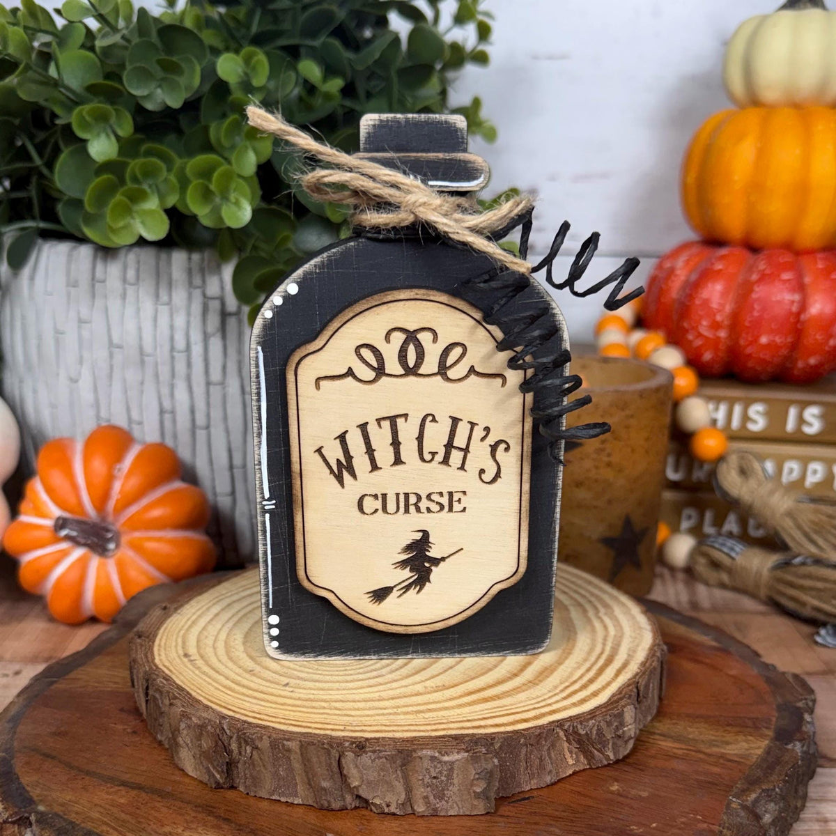 Poison Bottle Decor, Witch Curse Halloween Apothecary Set, Raven's Omen