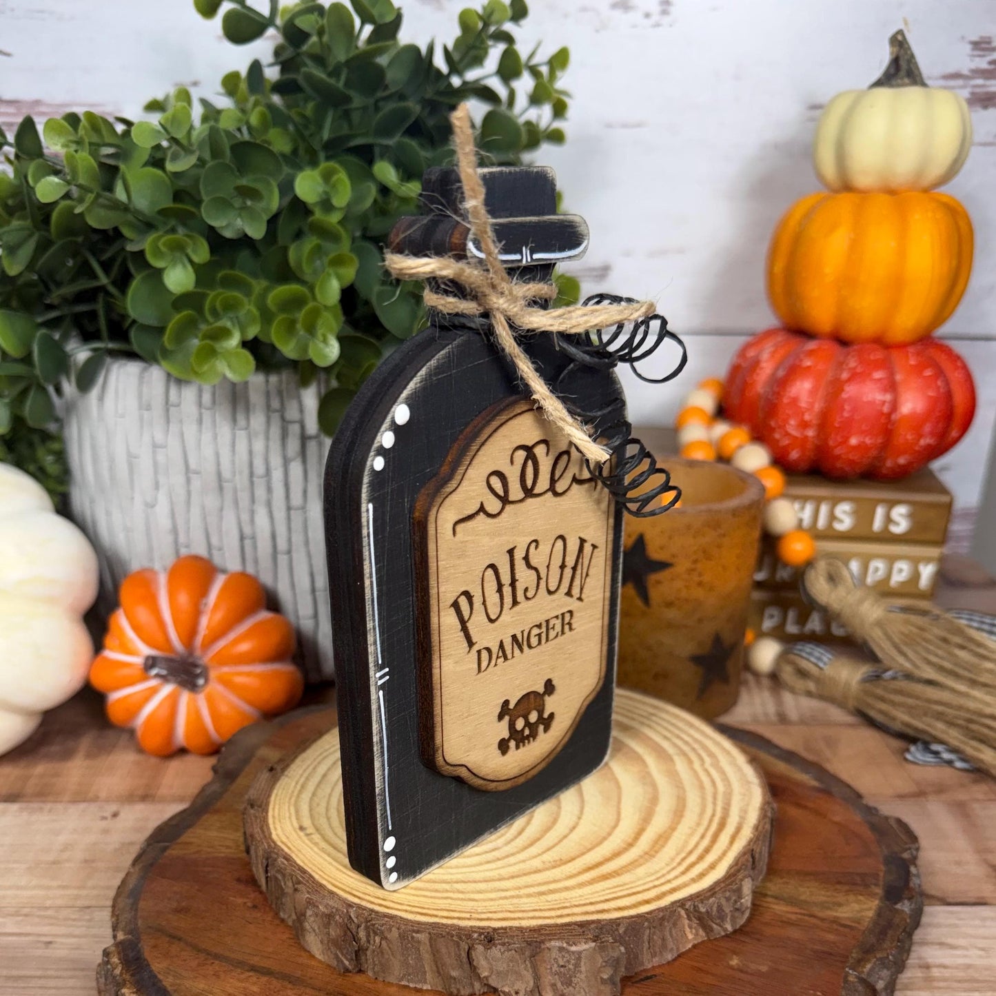 Poison Bottle Decor, Witch Curse Halloween Apothecary Set, Raven's Omen