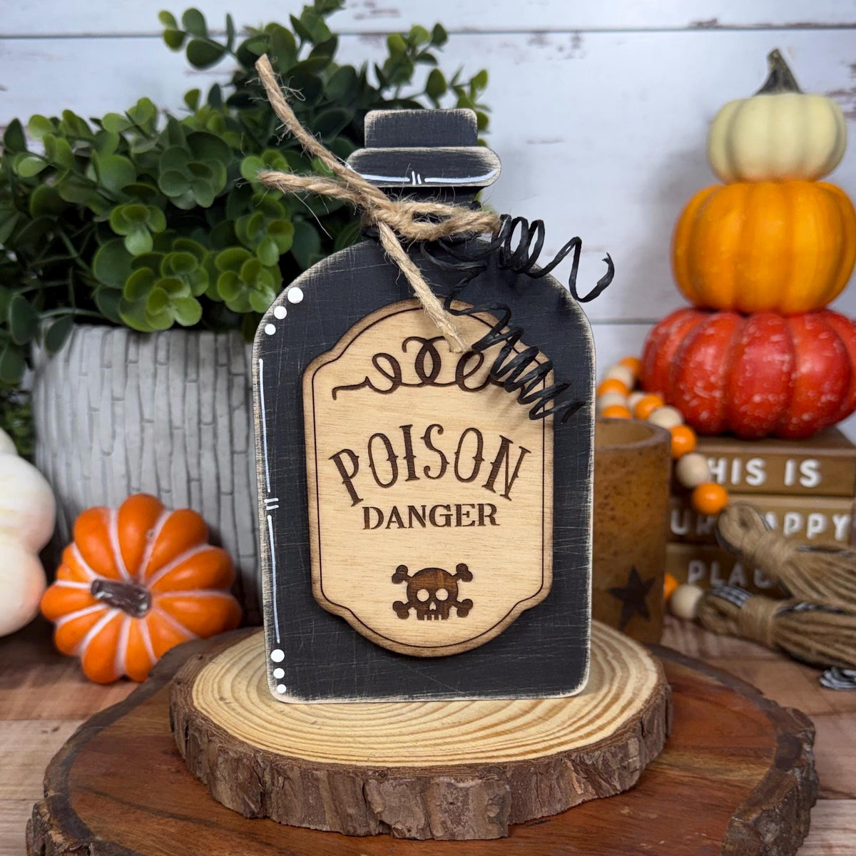 Poison Bottle Decor, Witch Curse Halloween Apothecary Set, Raven's Omen