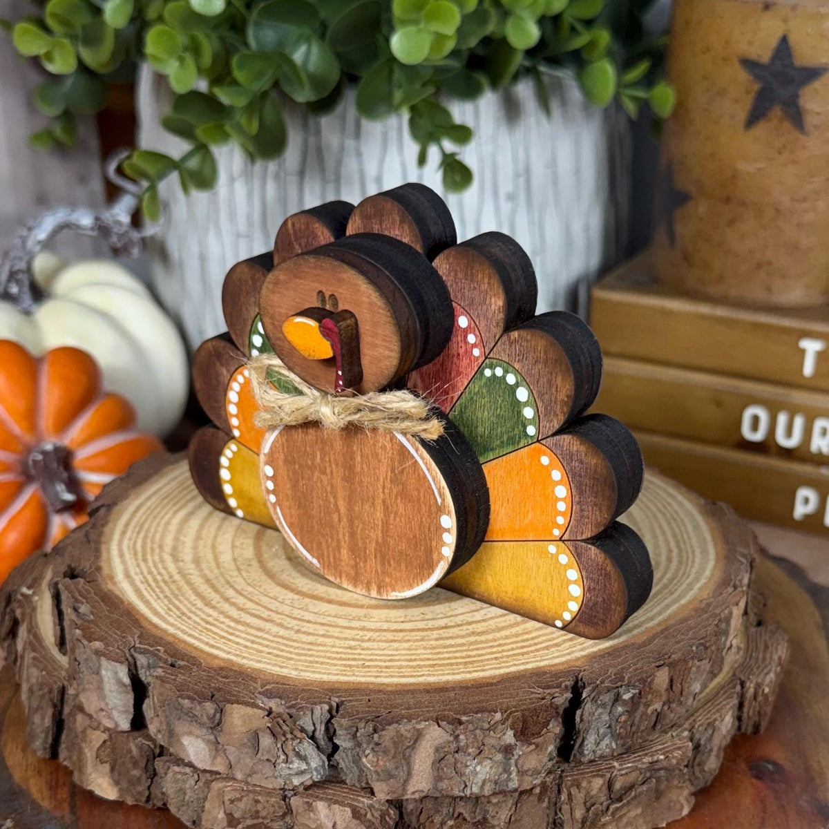 Rustic Thanksgiving Decor, Pilgrim Shelf Sitters, Turkey and Pumpkin