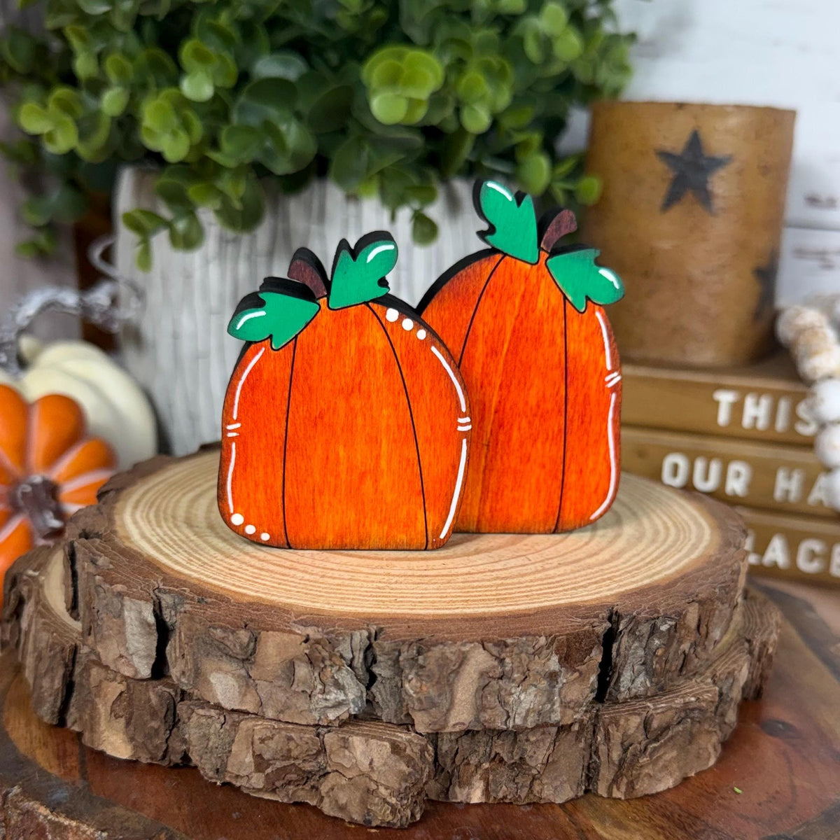 Rustic Thanksgiving Decor, Pilgrim Shelf Sitters, Turkey and Pumpkin
