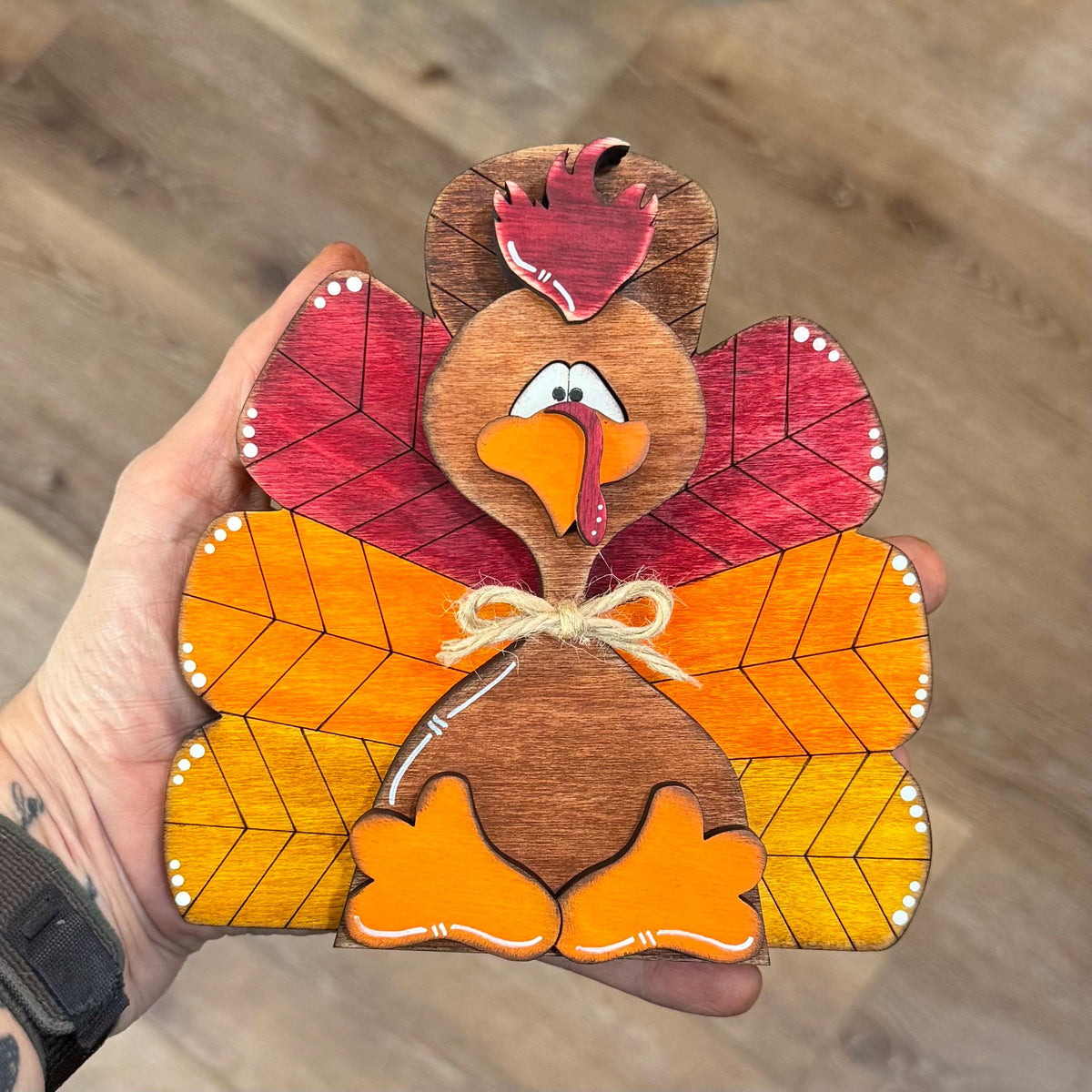 Chunky Rustic Wooden Turkey: Thanksgiving Shelf Sitter