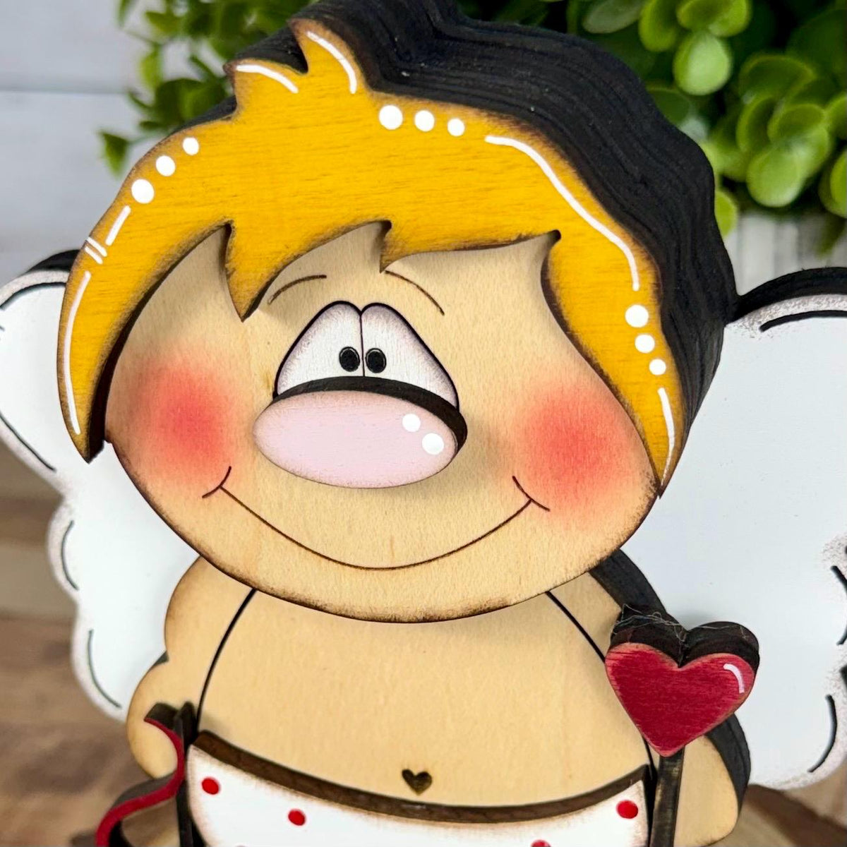 Wooden Cupid Shelf Sitter – Whimsical Valentine’s Day Decor