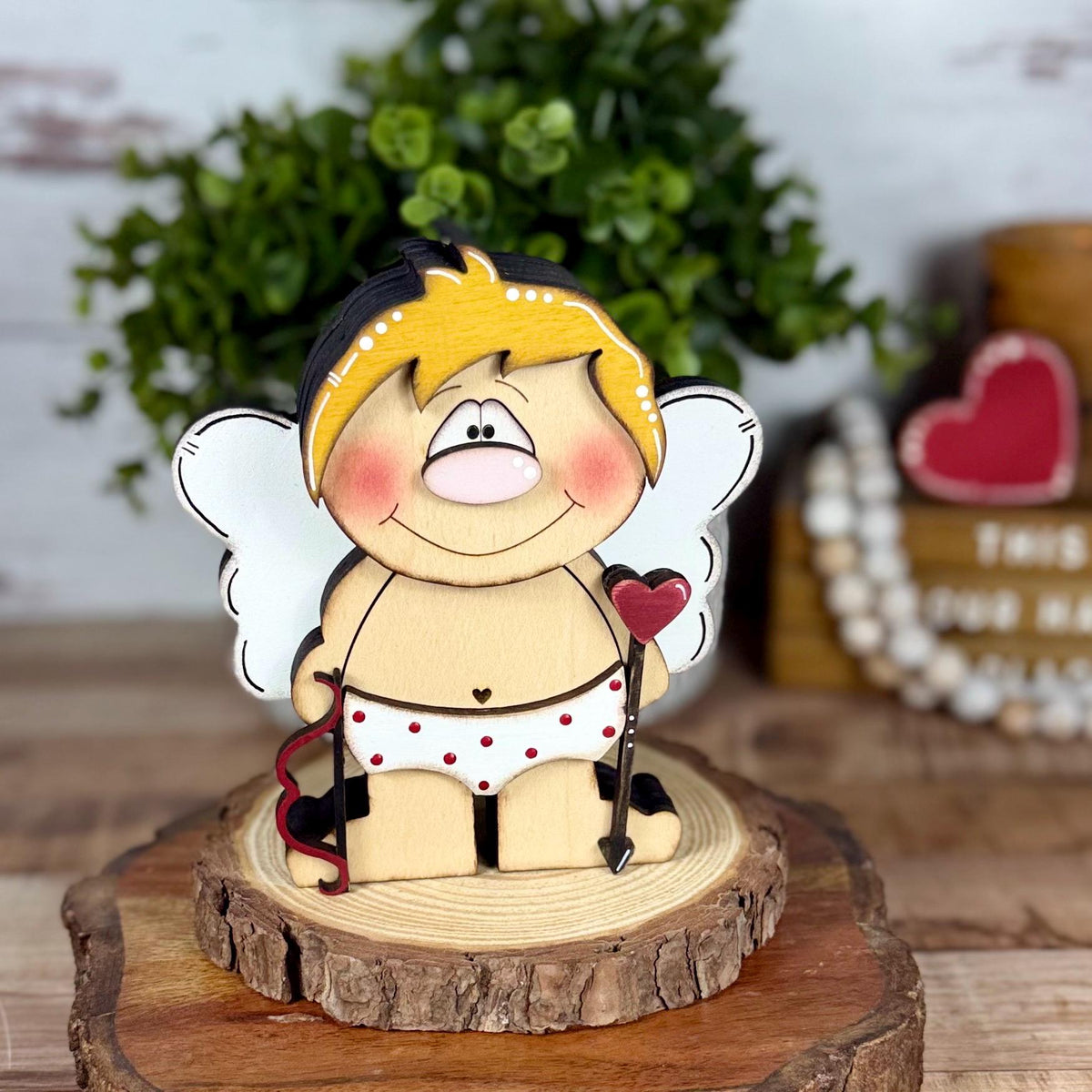Wooden Cupid Shelf Sitter – Whimsical Valentine’s Day Decor