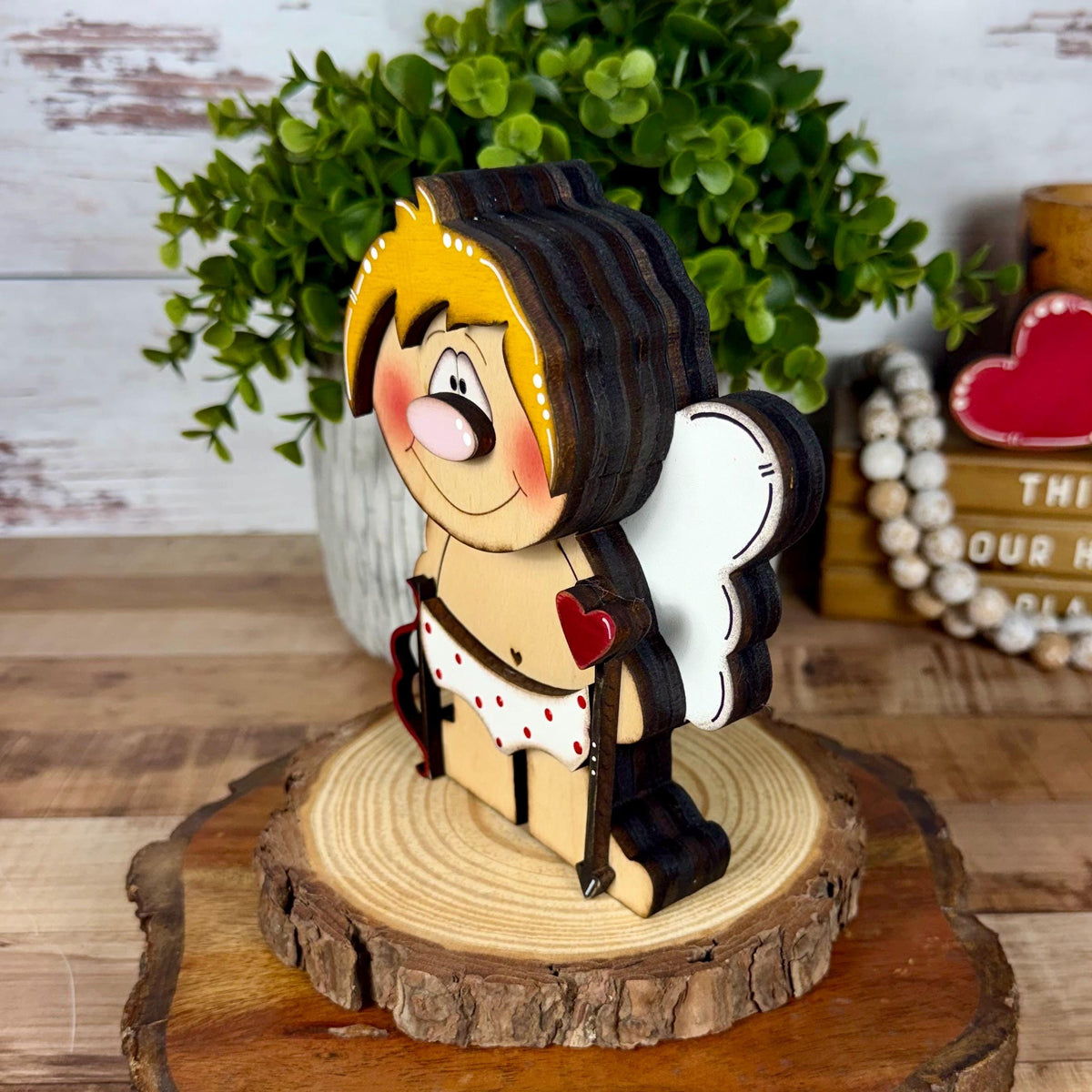 Wooden Cupid Shelf Sitter – Whimsical Valentine’s Day Decor