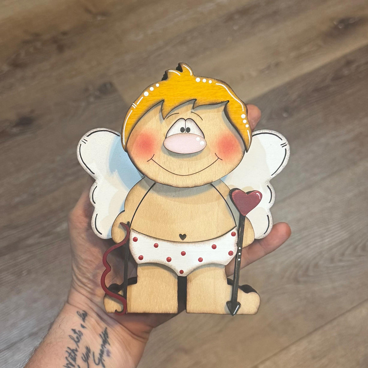 Wooden Cupid Shelf Sitter – Whimsical Valentine’s Day Decor