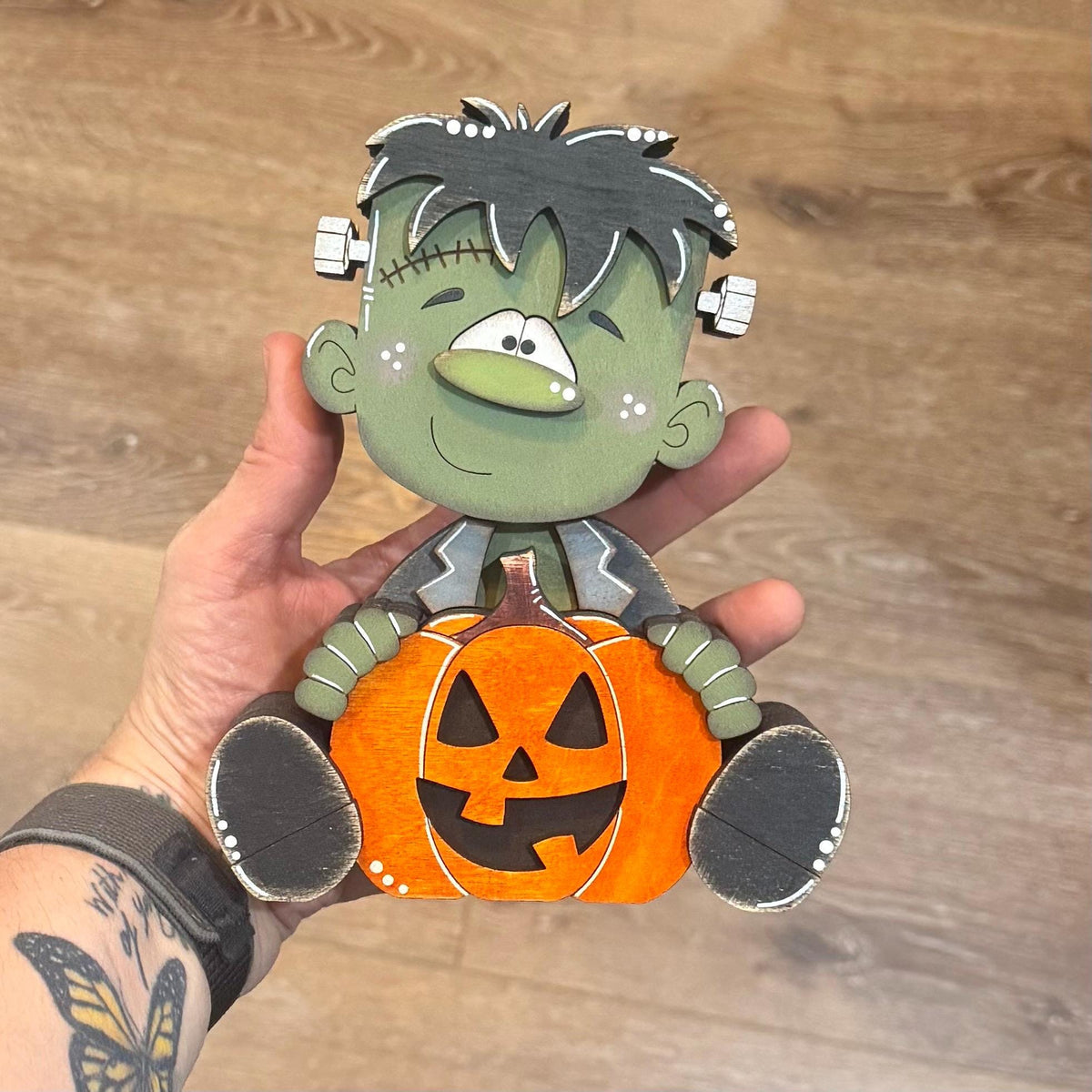 Hand Painted Wooden Halloween Monster Shelf Sitter, Not-So-Spooky Decor