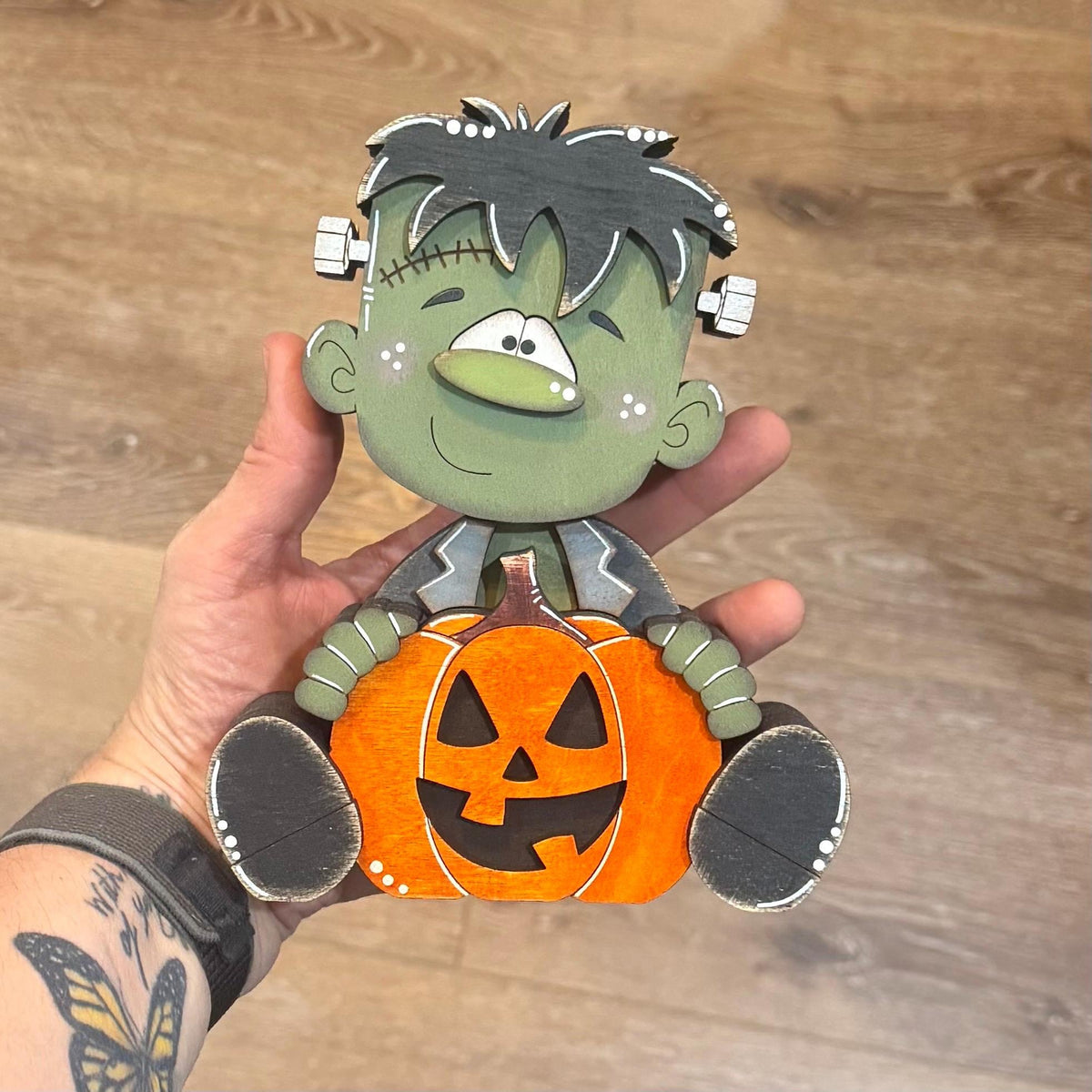 Hand Painted Wooden Halloween Monster Shelf Sitter, Not-So-Spooky Decor