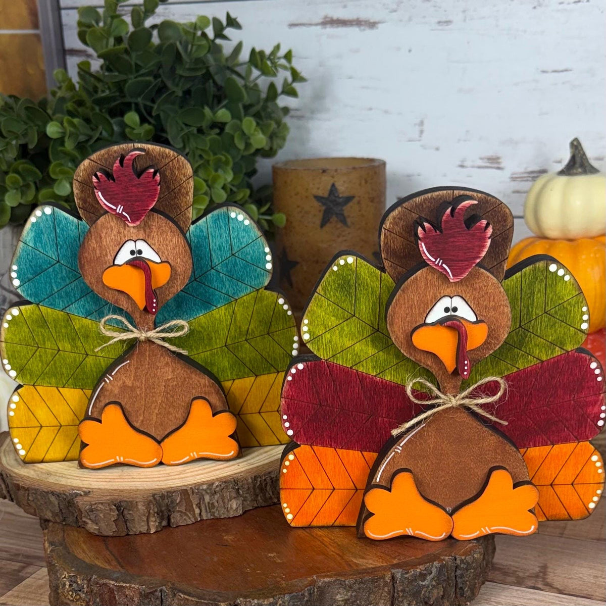 Personalizable Chunky Rustic Wooden Turkey: Thanksgiving Shelf Sitter