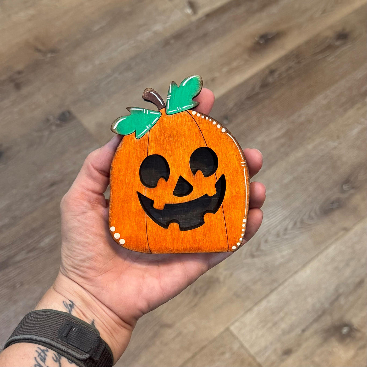 Jack-o’-Lantern Shelf Sitters, Wooden Halloween Pumpkin Decor