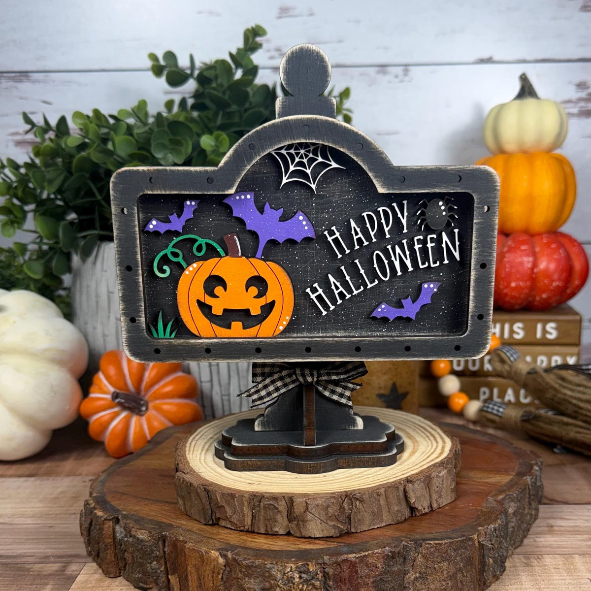 Happy Halloween Interchangeable Wooden Mini Sign