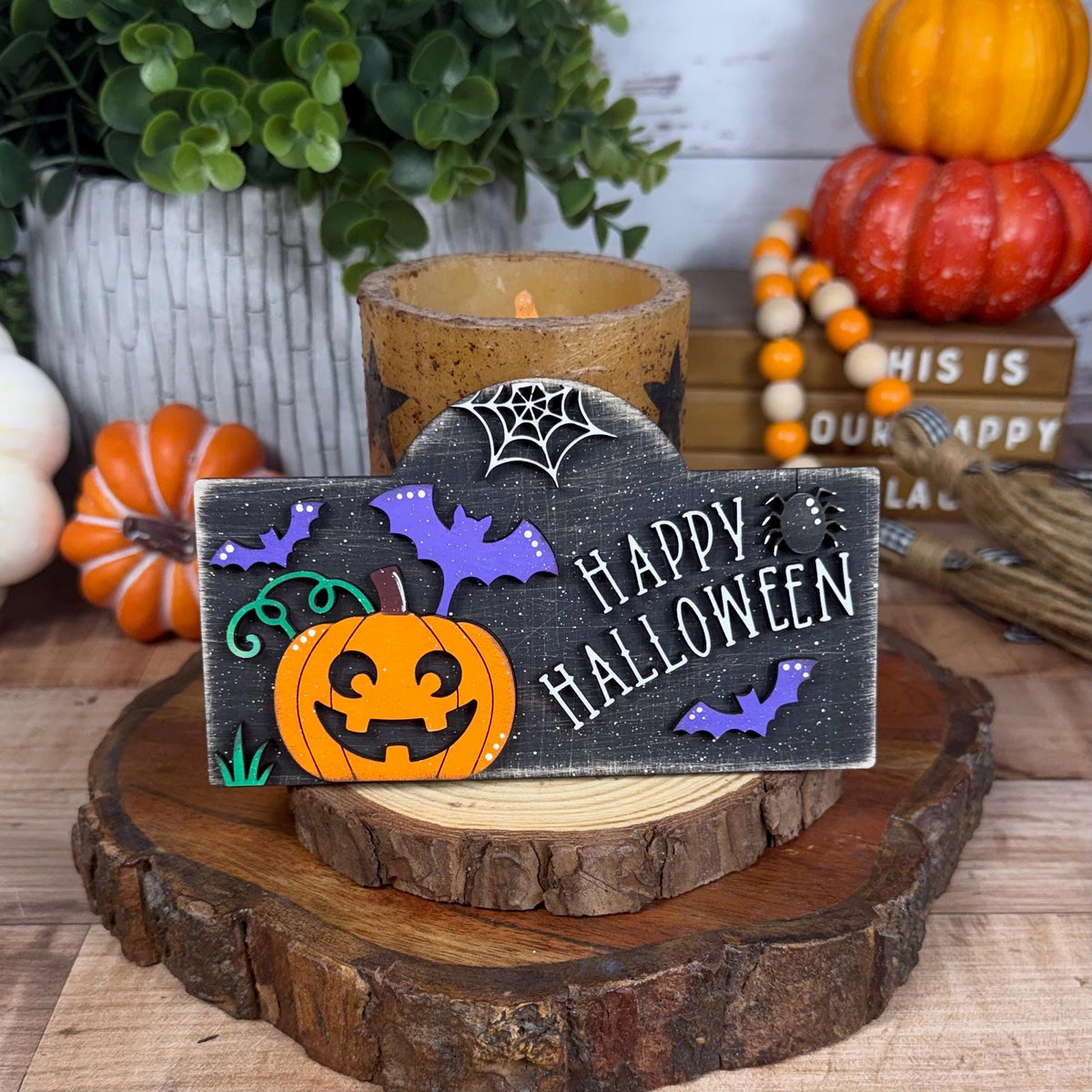 Happy Halloween Interchangeable Wooden Mini Sign