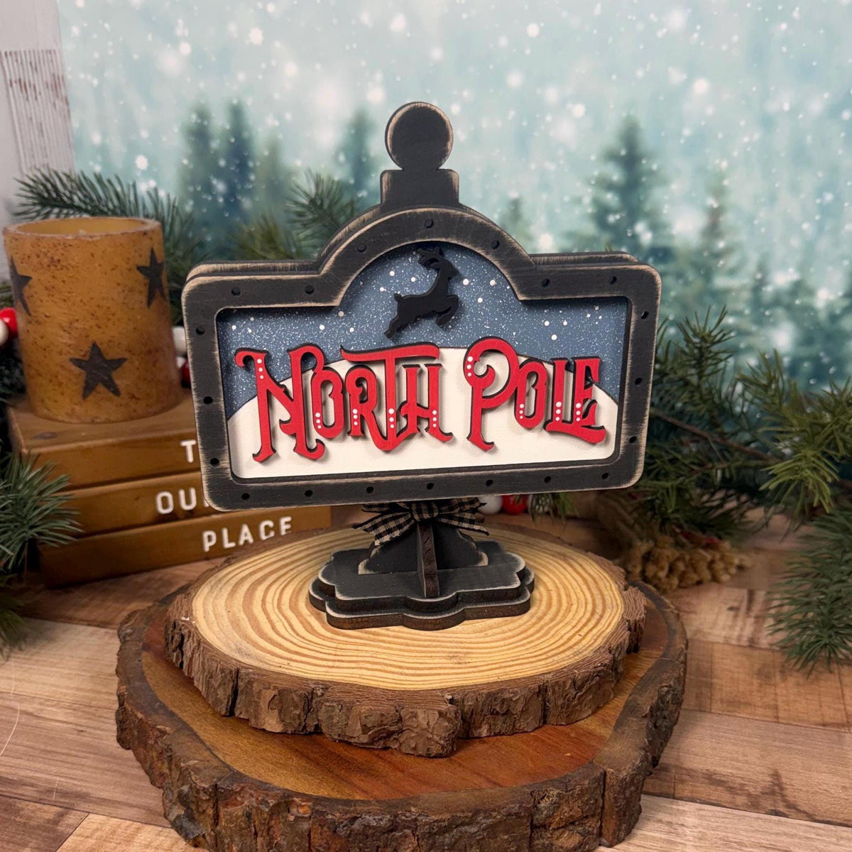 Rustic North Pole Interchangeable Mini Sign for Christmas