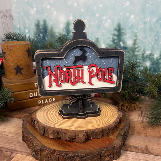 Rustic North Pole Interchangeable Mini Sign for Christmas