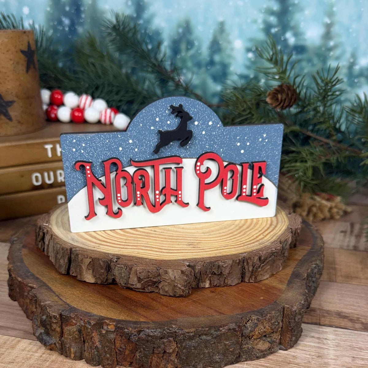 Rustic North Pole Interchangeable Mini Sign for Christmas
