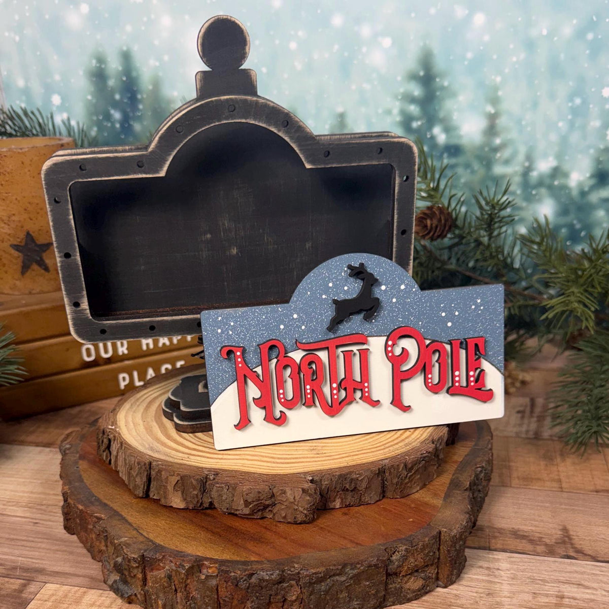 Rustic North Pole Interchangeable Mini Sign for Christmas