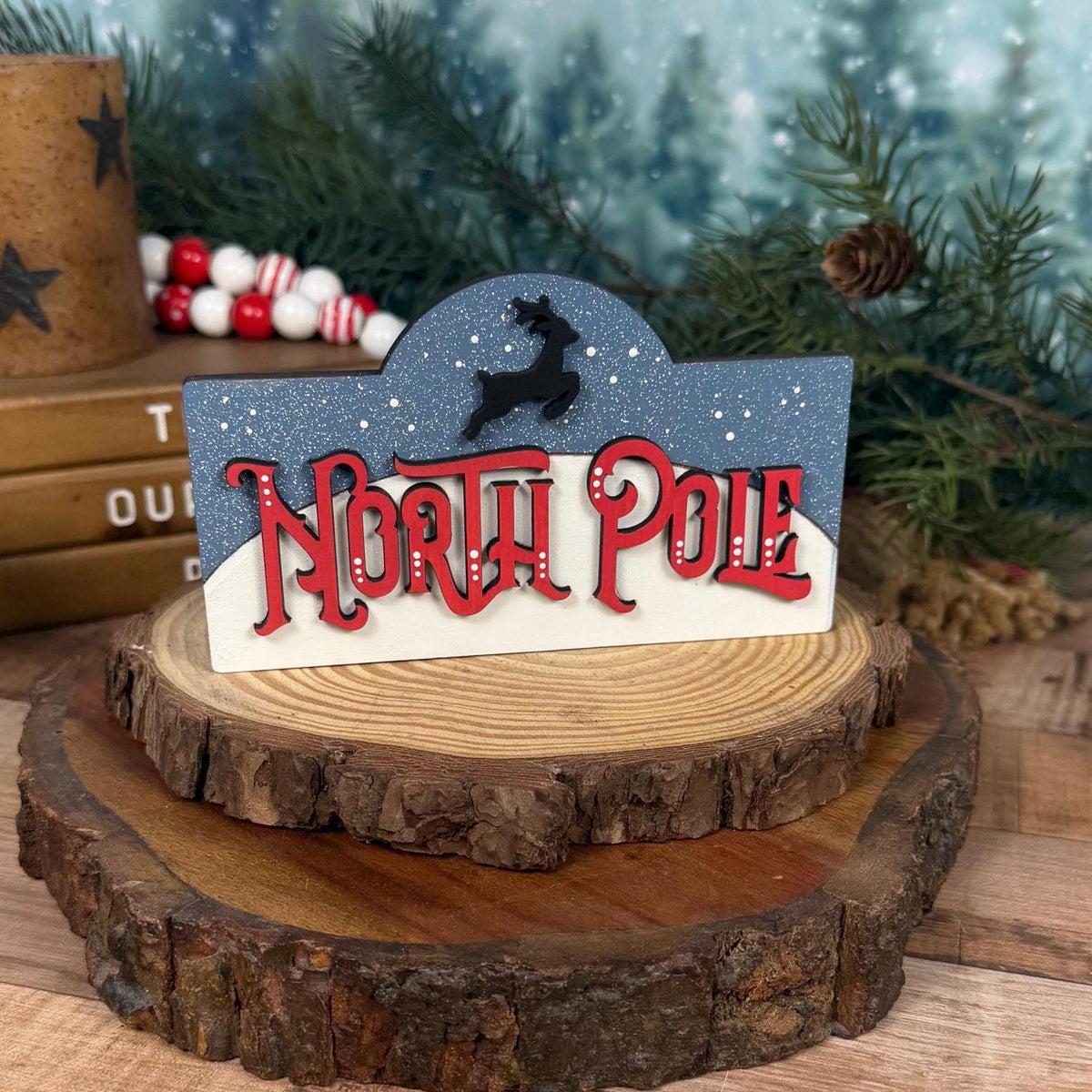 Rustic North Pole Interchangeable Mini Sign for Christmas