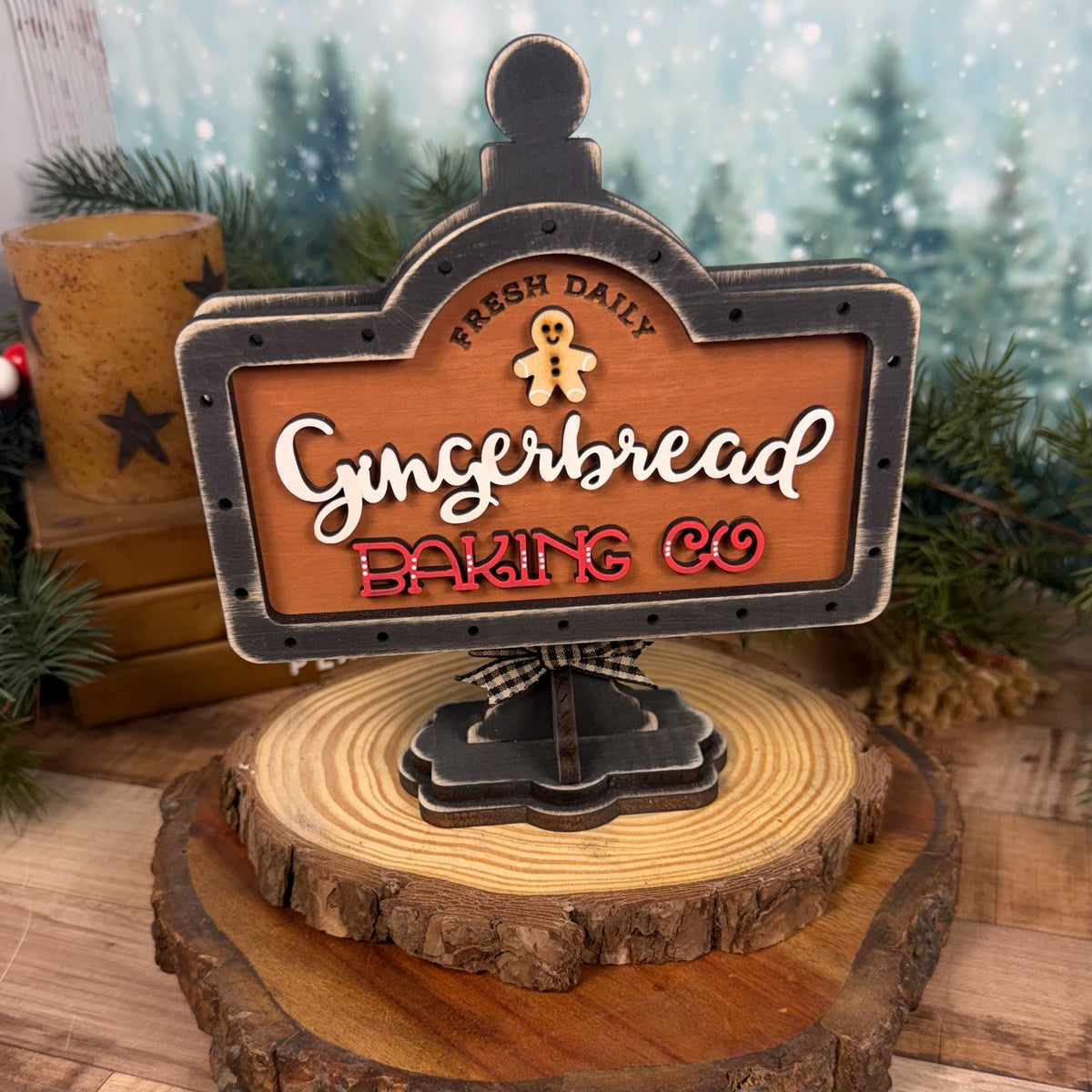 Rustic Gingerbread Baking Co Interchangeable Mini Sign for Christmas