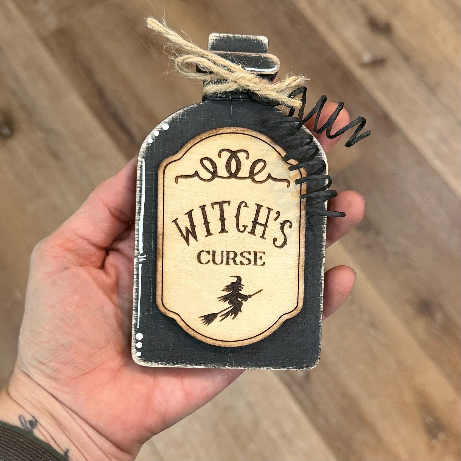 Poison Bottle Decor, Witch Curse Halloween Apothecary Set, Raven's Omen