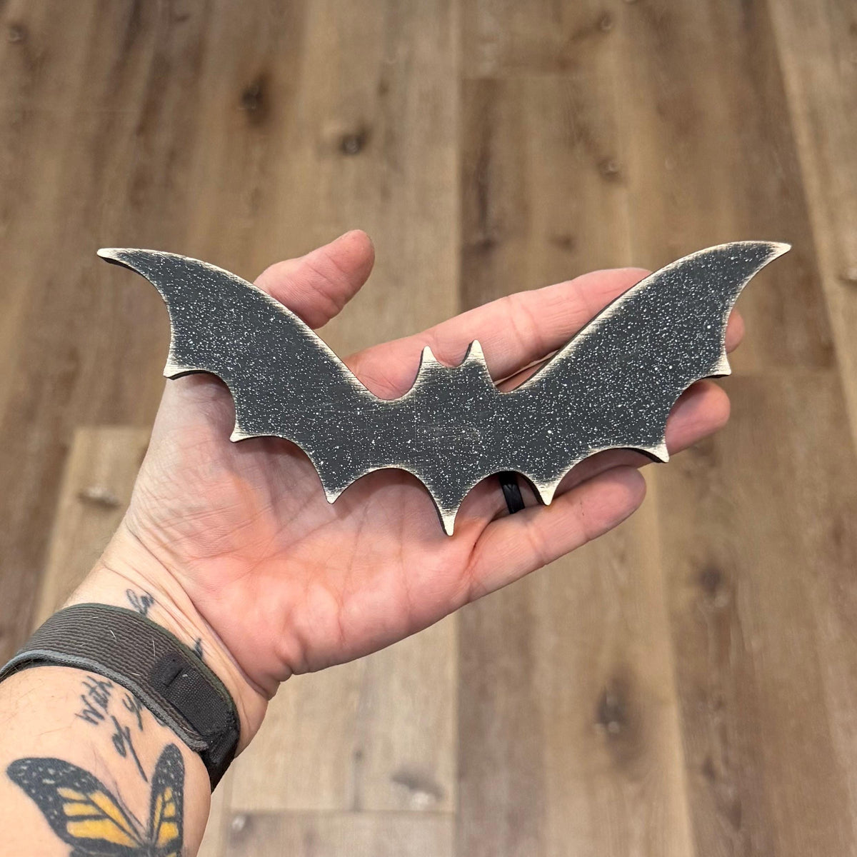 Tiered Tray Bats — Rustic Wood Halloween Shelf Décor, Farmhouse Halloween Accent