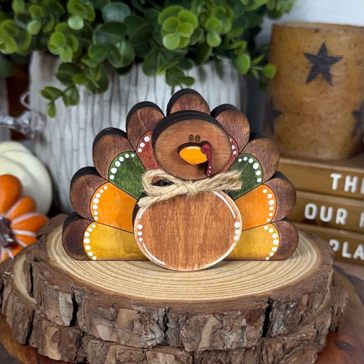 Rustic Thanksgiving Decor, Pilgrim Shelf Sitters, Turkey and Pumpkin