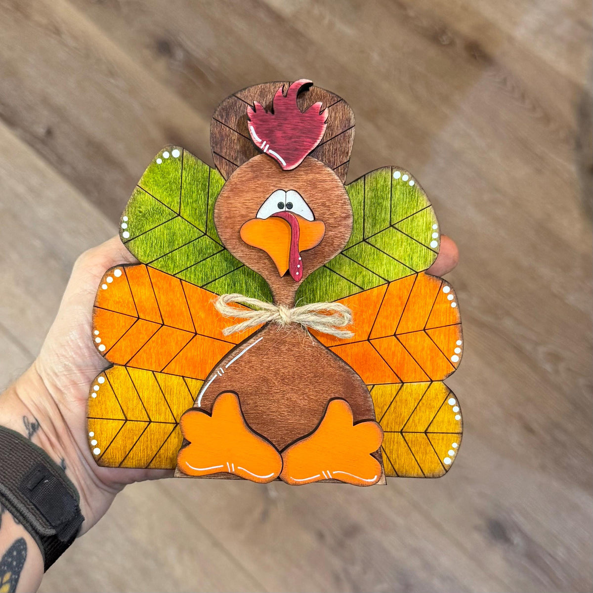 Chunky Rustic Wooden Turkey: Thanksgiving Shelf Sitter