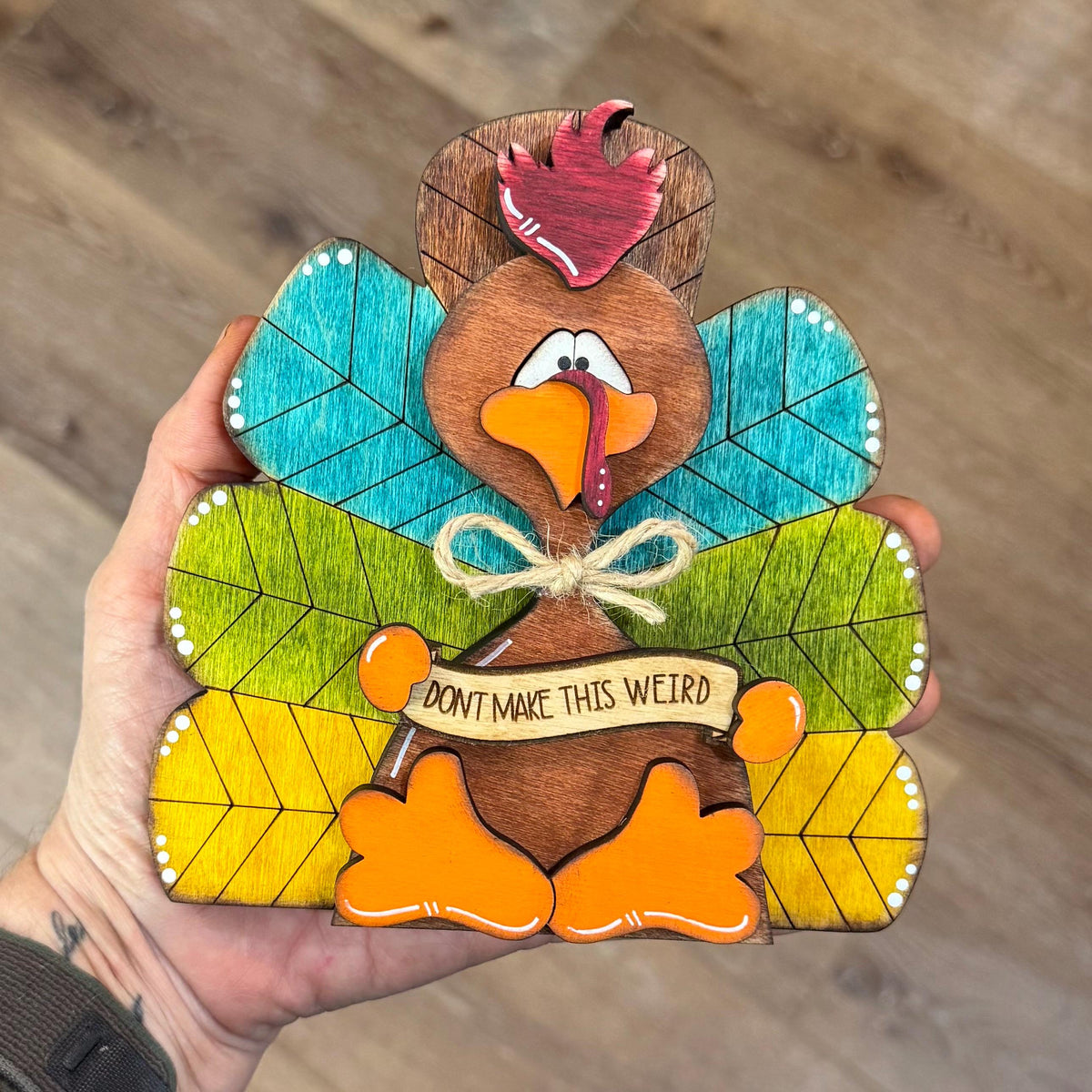 Chunky Rustic Wooden Turkey: Thanksgiving Shelf Sitter
