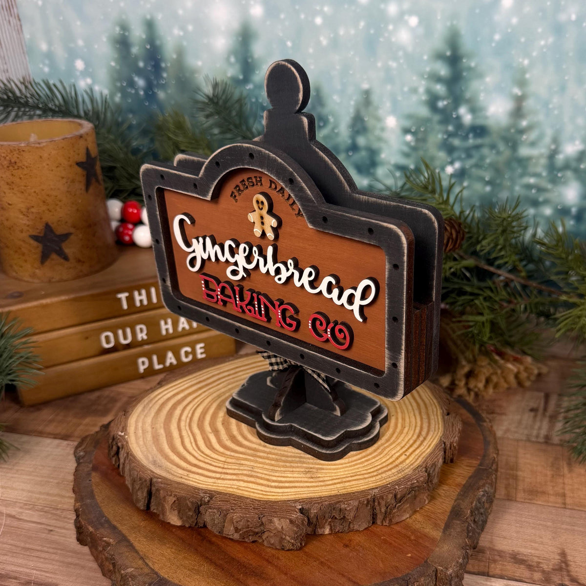Rustic Gingerbread Baking Co Interchangeable Mini Sign for Christmas