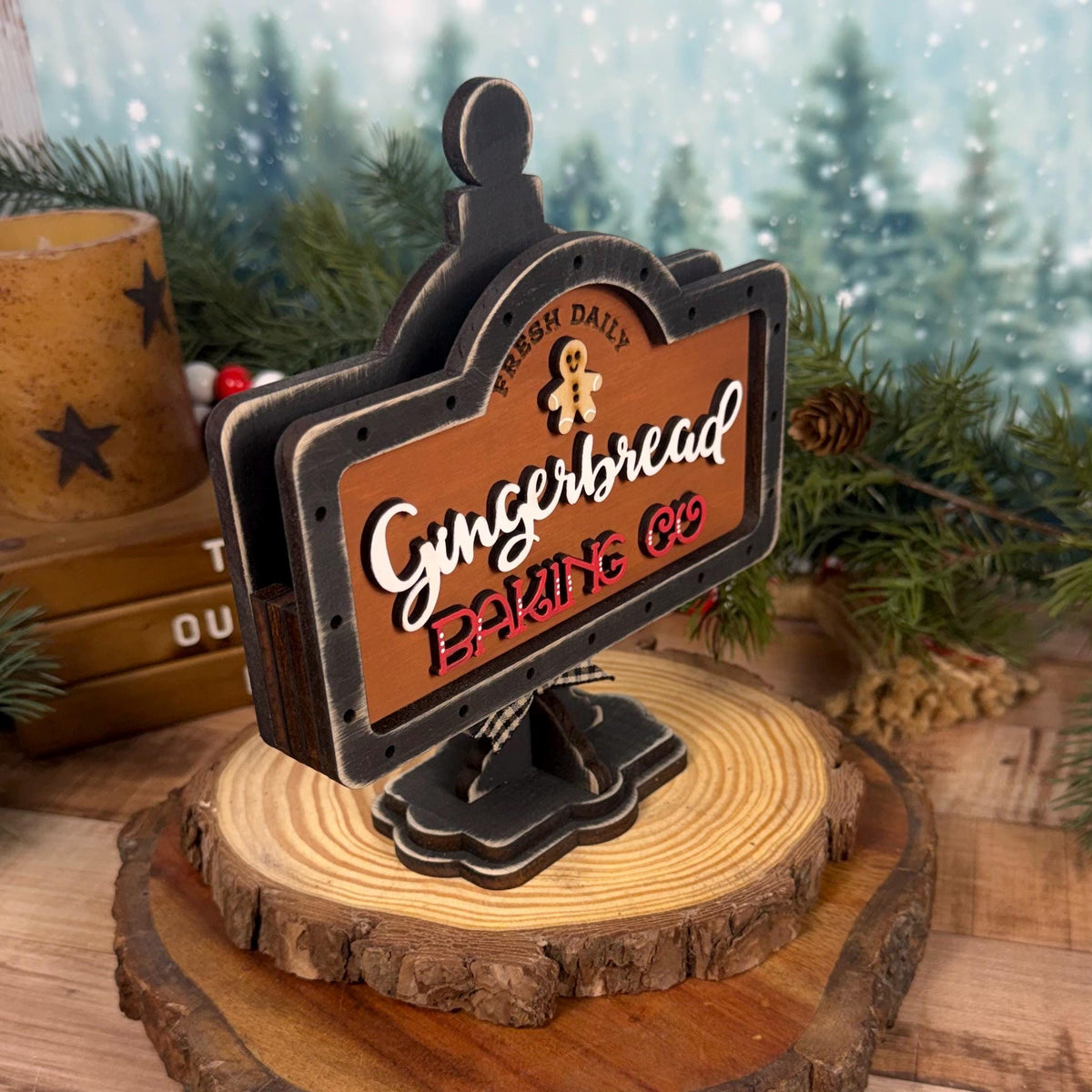 Rustic Gingerbread Baking Co Interchangeable Mini Sign for Christmas
