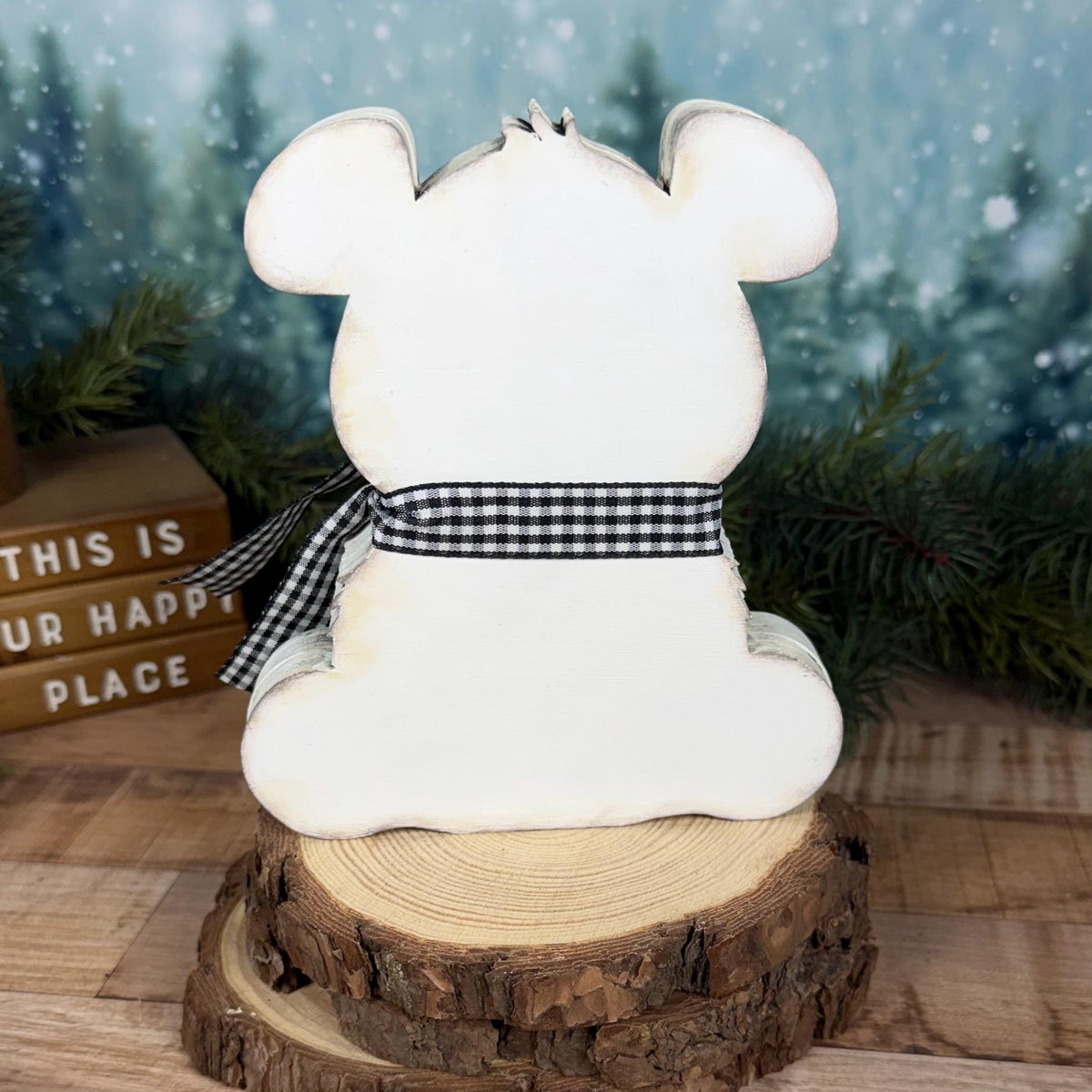 Polar Bear Shelf Sitter, Chunky Wooden Winter Decor, Hand Painted Christmas Bear