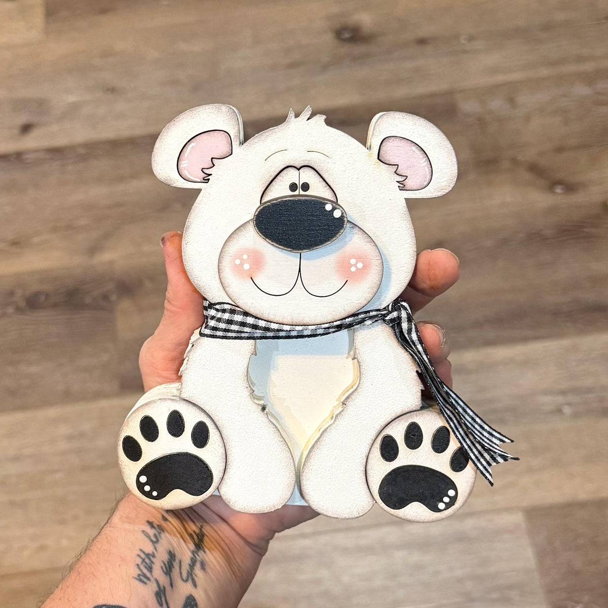 Polar Bear Shelf Sitter, Chunky Wooden Winter Decor, Hand Painted Christmas Bear