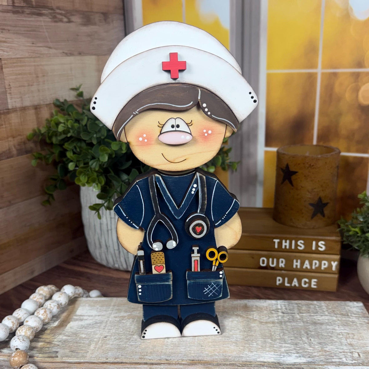 Handmade Nurse Shelf Sitter, Nurse Gift, RN Graduation Gift, Medical Office Decor