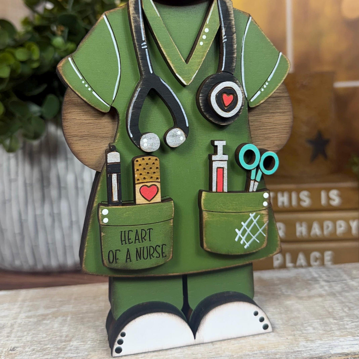 Handmade Nurse Shelf Sitter, Nurse Gift, RN Graduation Gift, Medical Office Decor