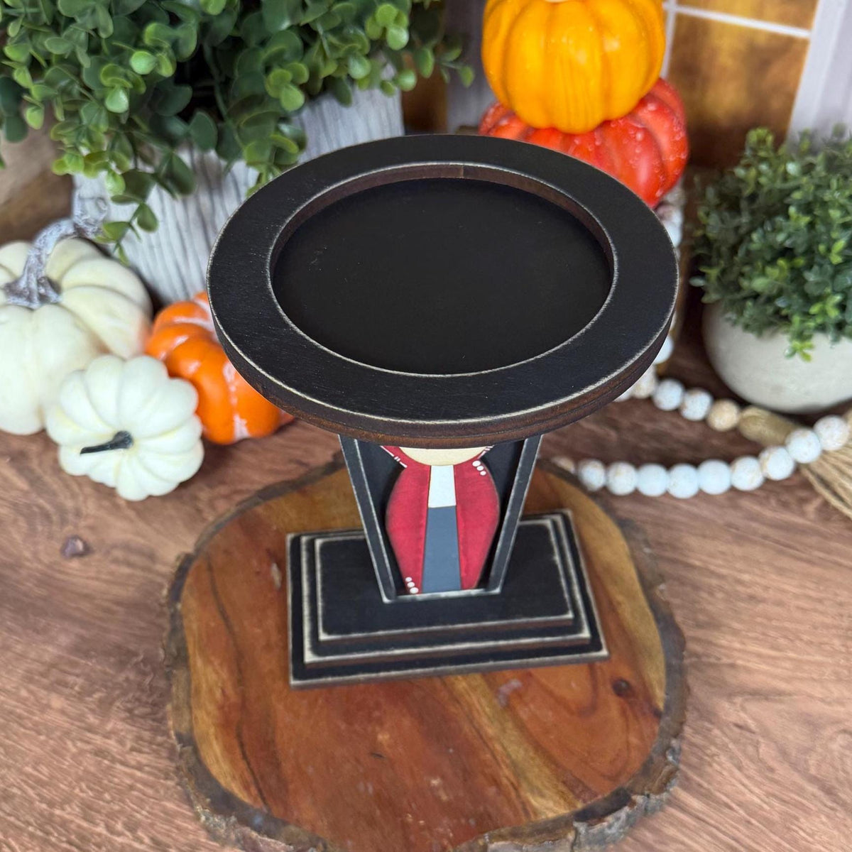 Vampire Candle Holder, Wood Halloween Candle Holder, Dracula Decor, Gothic Mantel Decor