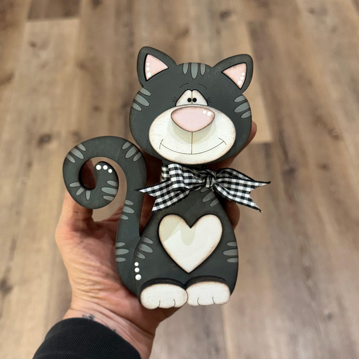 Chunky Wooden Cat Shelf Sitter, Personalized Cat Decor